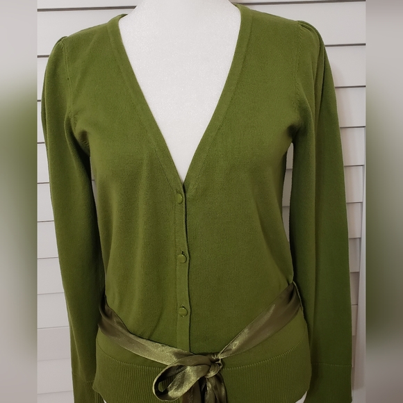 Old Navy Women's Perfect Fit Belted Waist  Green Sweatwer Cardigan Size L - Picture 4 of 11